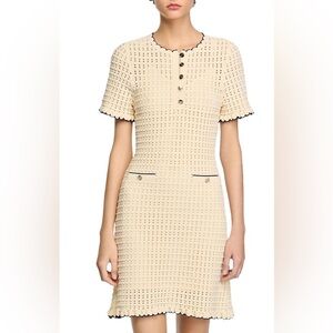 Sandro Short Knit Dress - Vanilla Sz 34 US 2 NWT